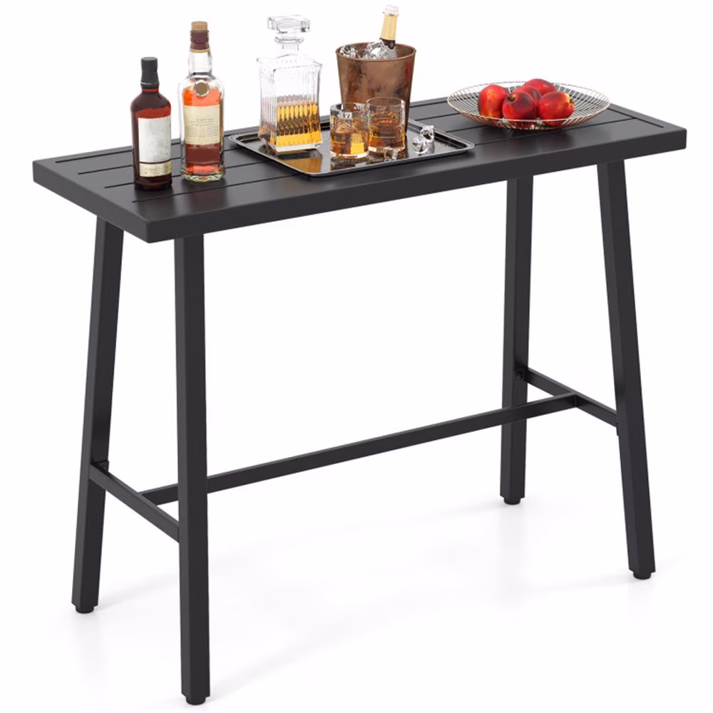 Spaco 36 Inches Patio Counter Height Bar Table with Adjustable Foot Pads, Deck Furniture, Outdoor Patio Furniture-Black