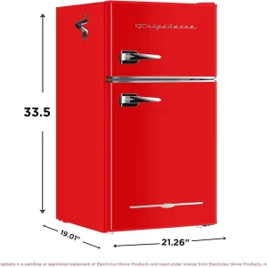 Frigidaire Retro Mini Fridge with Freezer & Side Bottle Opener-Small 2 Door Refrigerator for Office Bar or College Dorm Room-3.1 Cu Ft – 19”"D x 20.5" W x 33.5" H