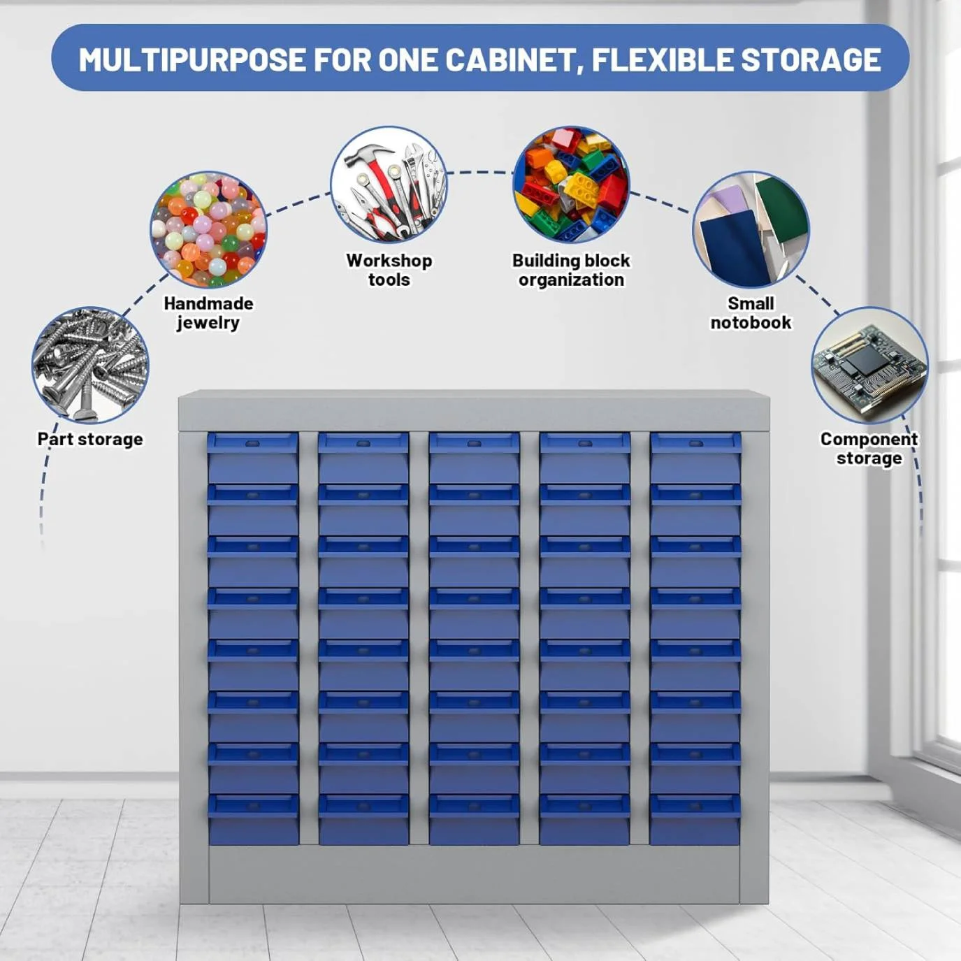 Reykilor 100 Drawers Small Parts Cabinet Bolt and Nut Tool Storage Cabinet Hardware Organizer Electronic Component Sorting Storage