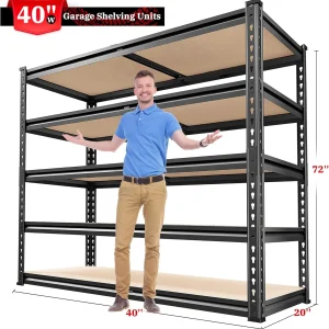 HXYHJ 40" W Garage Shelving Heavy Duty 2000LBS Storage Shelves Heavy Duty Adjustable Metal Shelves 4 Tier Metal Shelving for Closet Pantry, 40" W*20''D*60''H