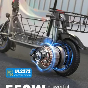 Electric scooter for adults with large center basket