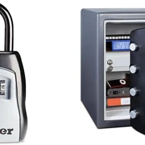 Key Lock Box, Outdoor Lock Box Bundle with SentrySafe Fireproof and Waterproof Safe, 1.23 Cubic Feet