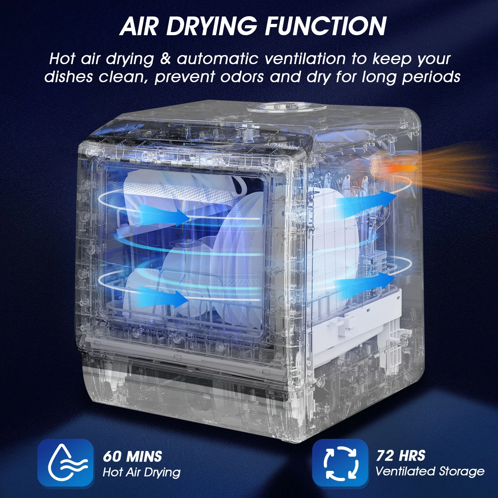AIRMSEN Portable Countertop Dishwasher with 5 - Liter Built - in Water Tank and Air - Dry Function, 5 Washing Programs Mini Dishwasher, AE - TDQR03