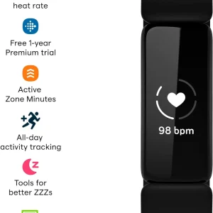 Fitness and Wellness-Tracker with Stress Management, Sleep-Tracking and 24/7 Heart Rate, One Size S L Bands Included, Lunar White/Soft Gold Stainless Steel, 1 Count