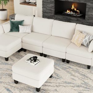Modular Sectional Sofa, Convertible U Shaped Sofa Couch with High Density Memory Foam, 6 Seat Comfy Modular Sofa Couch for Living Room, Modern U Shaped Sectional Sofa, Dimgrey