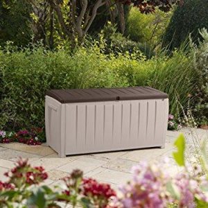 Novel Plastic Deck Storage Container Box Outdoor Patio Furniture 90 Gal, Brown