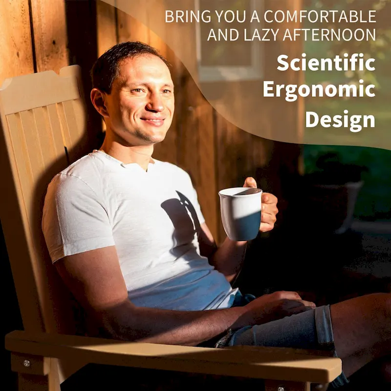 Vrakae 2 PCS Patio All Weather Resistant High Back Rocking Chair