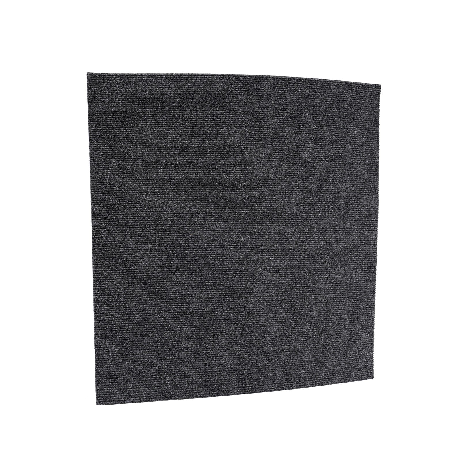 Dark Grey Carpet Tiles 24x24in, Low-Maintenance Polyester Fiber, Self-Adhesive 15-Pcs Set with Effortless Cleaning, Suitable for Hotels & Warehouses