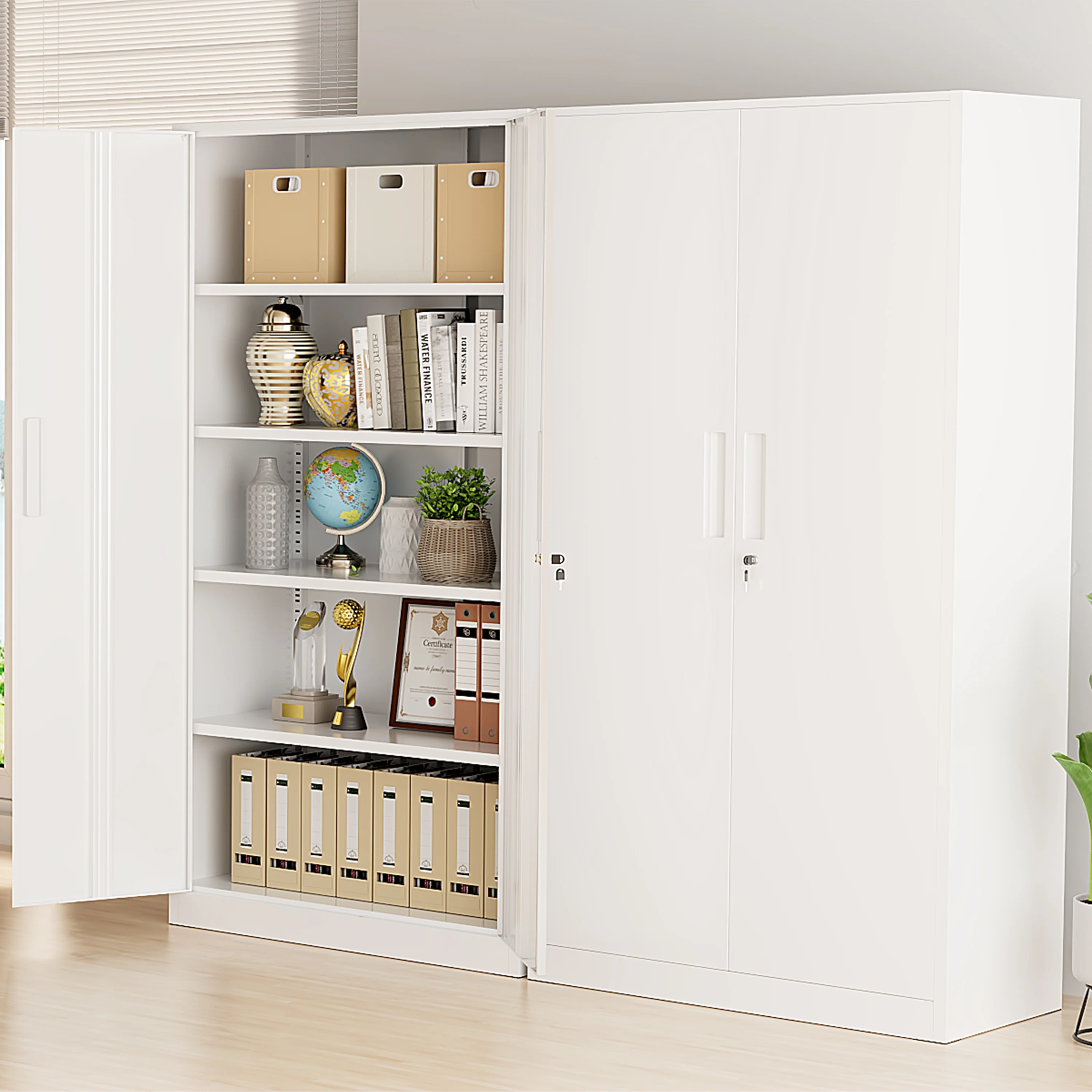 SUNCROWN 71 In Metal Storage Garage Cabinets with Locking Doors and Adjustable Shelves, Steel Storage Cabinet for Garage, Office, Classroom, Assemble Required(Black)