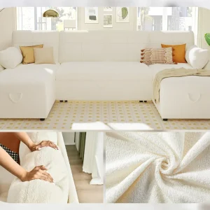 VanAcc Sofa Bed, Sleeper Sofa with Storage Chaise 2 in 1 Pull Out Couch Living Room