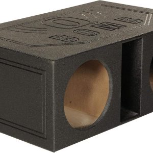 QPower QBOMB12VL Dual 12′′ Vented Subwoofer Box – Durable MDF, Black Rhino Liner Finish