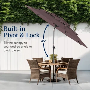 Best Choice Products 10ft 3-Tier Patio Umbrella, Market Sun Shade w/ Tilt Adjustment, Easy Crank - Red