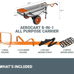 Worx WG050 8-in-1 Aerocart Garden Cart/Wheelbarrow Heavy Duty/Dolly