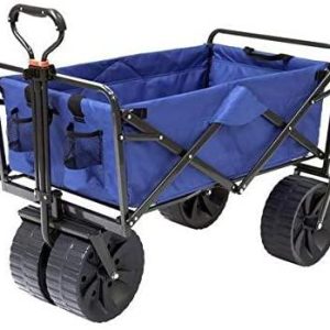 Mac Sports Heavy Duty Collapsible Folding All Terrain Utility Beach Wagon Cart Blue/Black