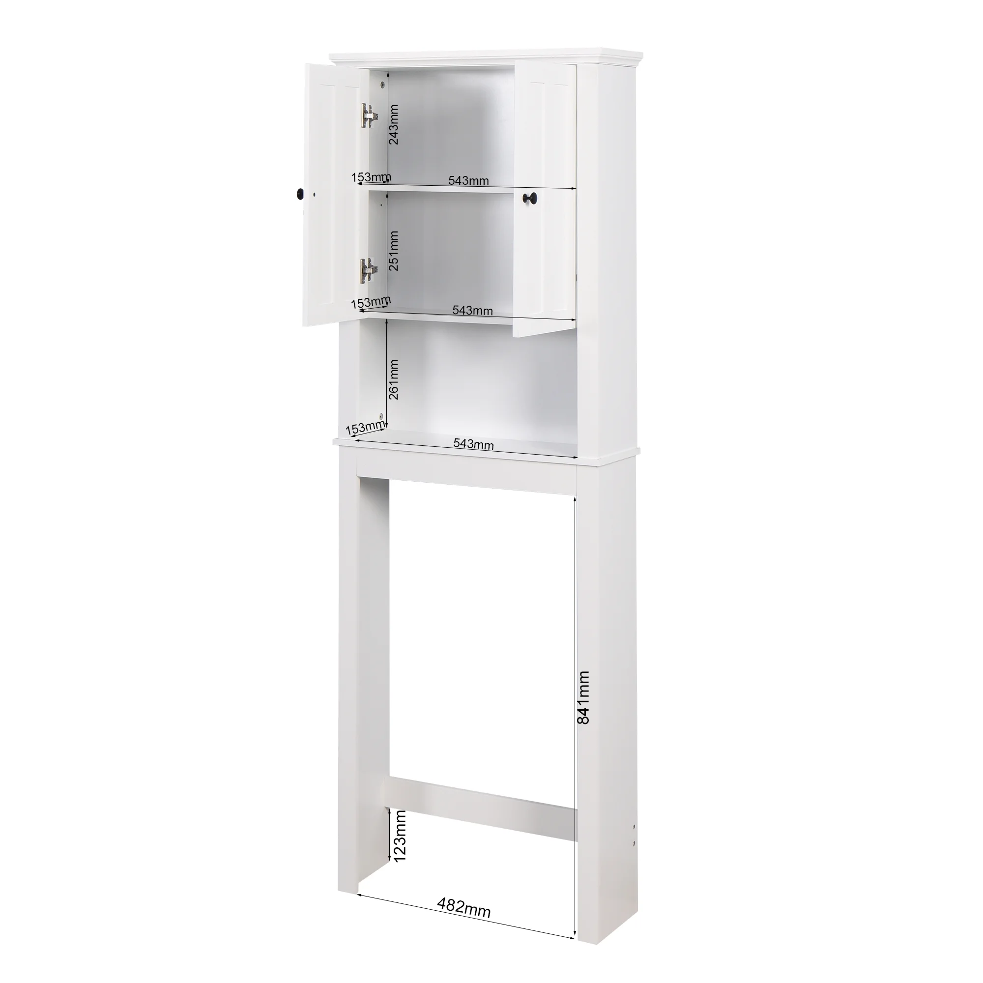 Ktaxon 67"H Over The Toilet Storage, Bathroom Space Saver, Bathroom Cabinet with Double Door & Adjustable Shelves, White