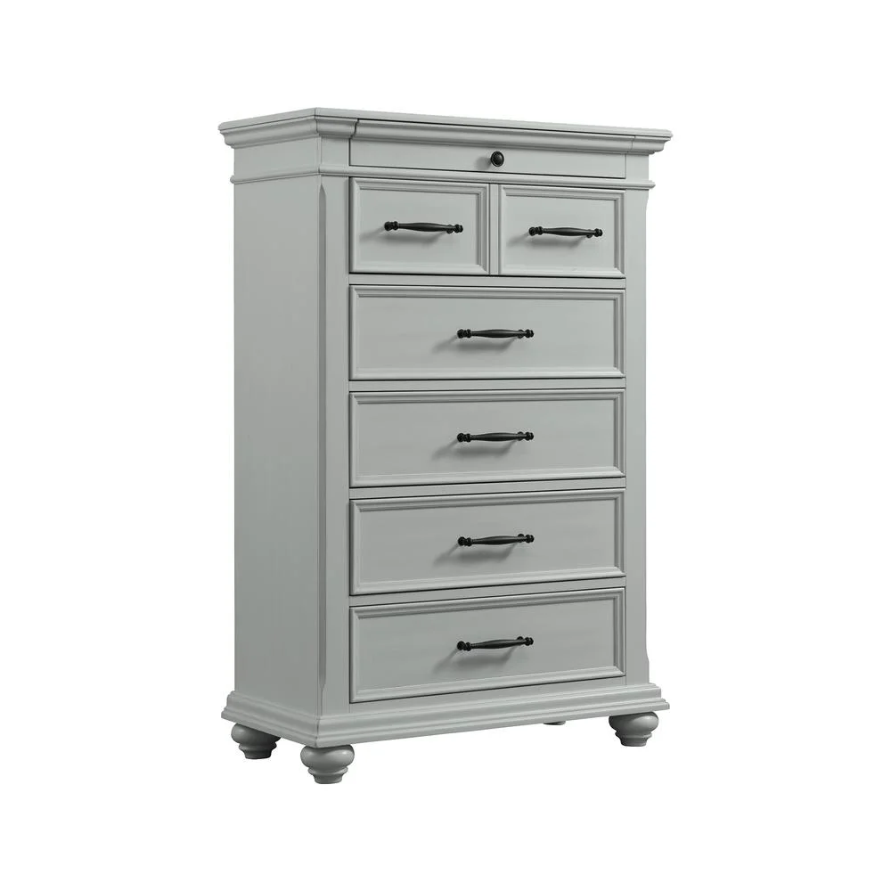 Picket House Furnishings Brooks Queen Platform Storage 6PC Bedroom Set in Grey