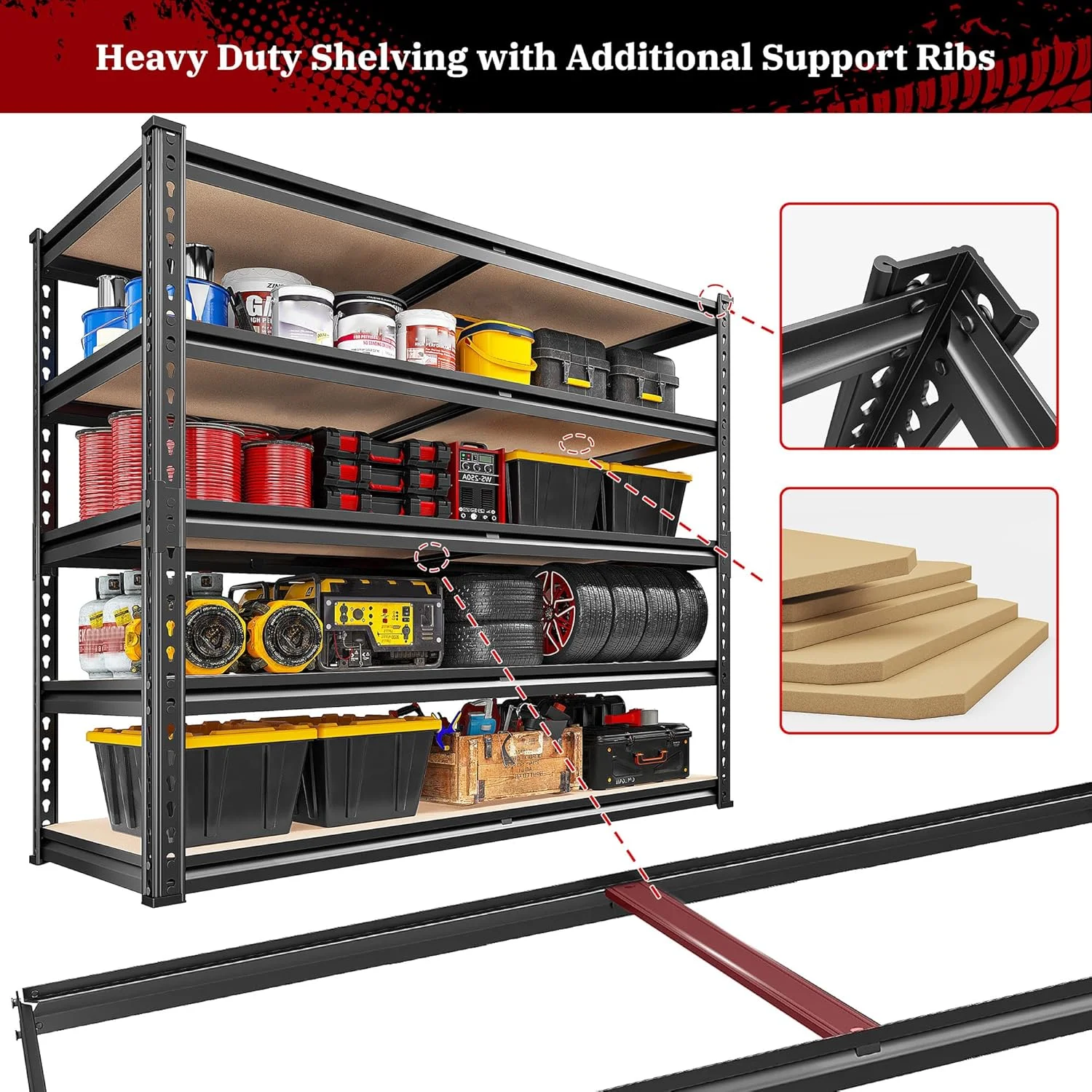 HXYHJ 40" W Garage Shelving Heavy Duty 2000LBS Storage Shelves Heavy Duty Adjustable Metal Shelves 4 Tier Metal Shelving for Closet Pantry, 40" W*20''D*60''H