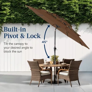 Best Choice Products 10ft 3-Tier Patio Umbrella, Market Sun Shade w/ Tilt Adjustment, Easy Crank - Red