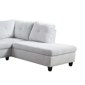 Aukfa 3 Piece Sectional Sofa, Living Room Couch with Storage Ottoman&Cup Holder, Linen, Right Hand, Purple