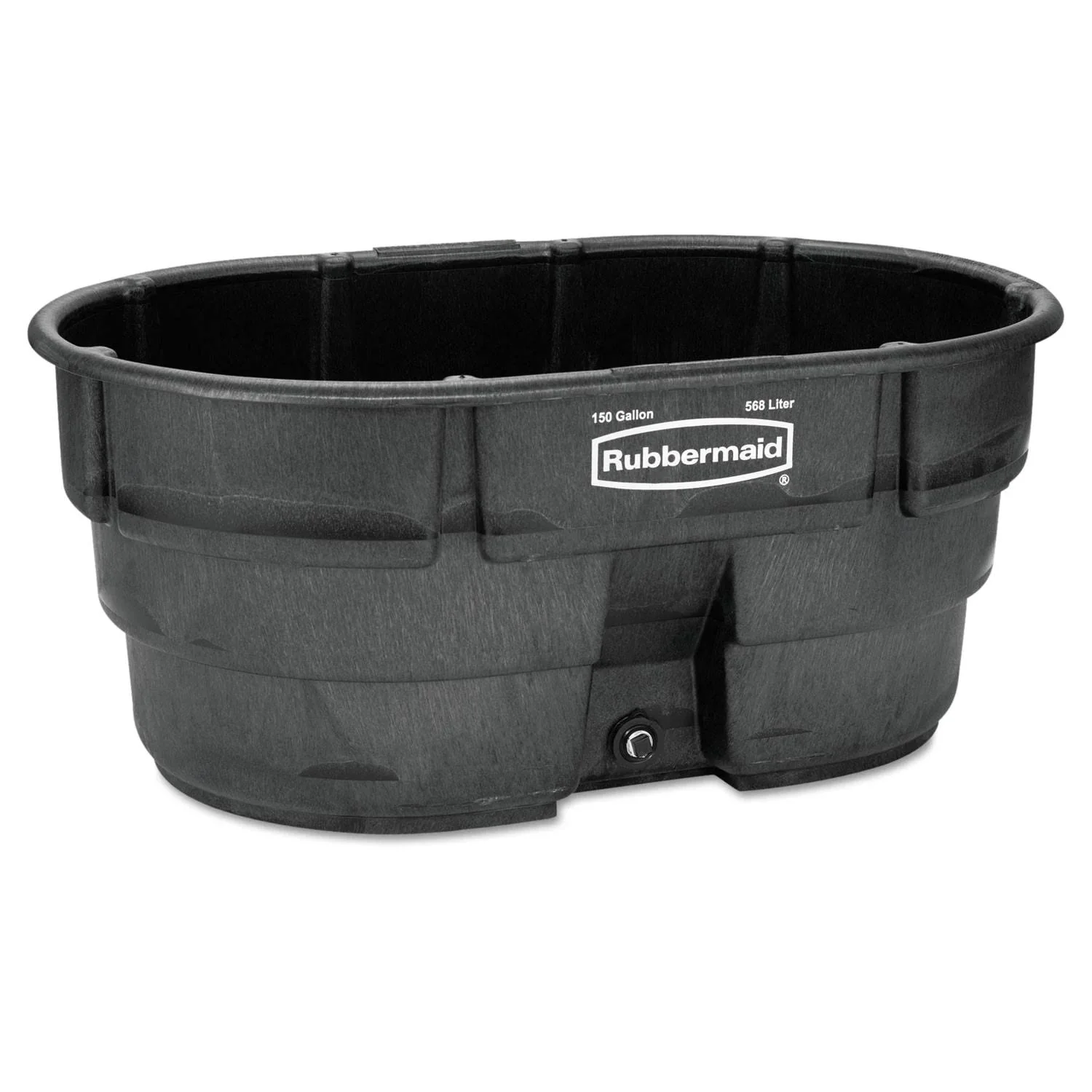 2025 Rubbermaid FG424500BLA Stock Tank, 150 Gal Capacity, Plastic, Black
