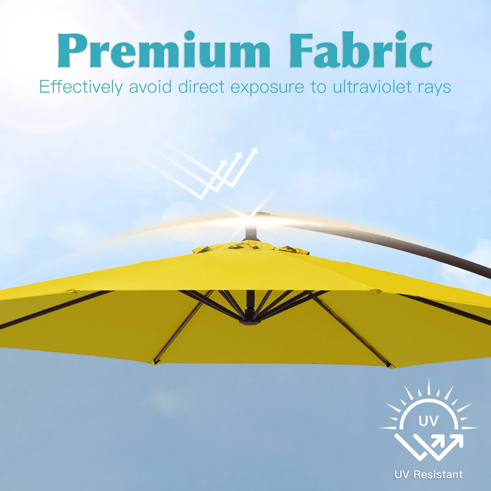 JUSTLET 10ft Heavy Duty Patio Hanging Offset Cantilever Patio Umbrella W/ 4-Piece Base Included Included, Beige