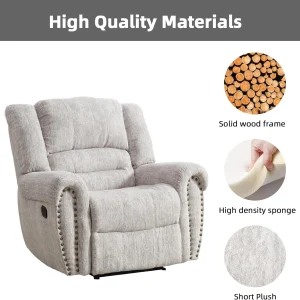 CANMOV Leather Recliner Chair, Classic and Traditional Manual Recliner Chair with Comfortable Arms and Back Single Sofa for Living Room, Nut Brown