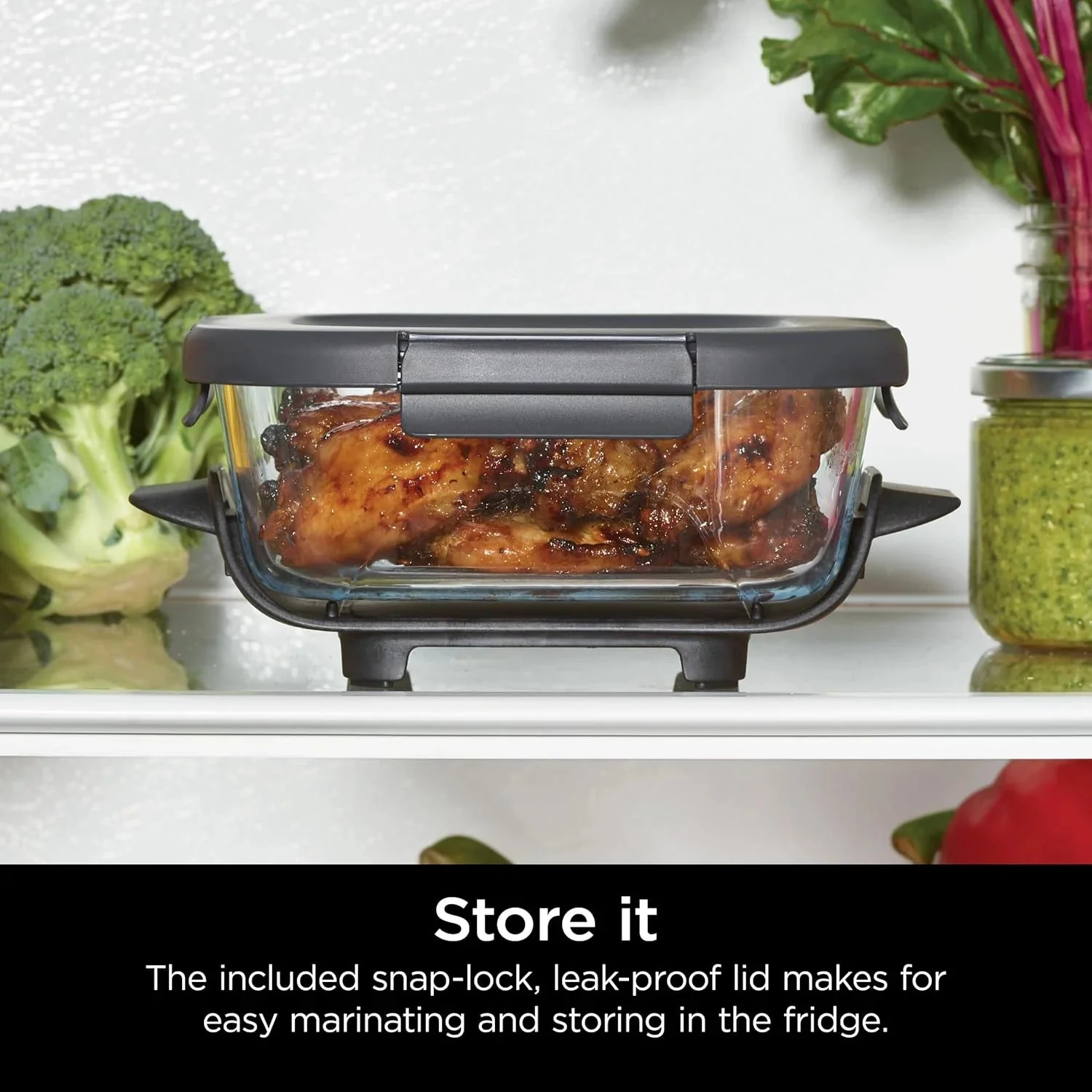 Ninja Crispi 4-in-1 Portable Glass Air Fryer Cooking System, 1500W, 4QT & 6-Cup TempWare Glass Containers with Storage Lids, Microwave, Freezer & Dishwasher Safe