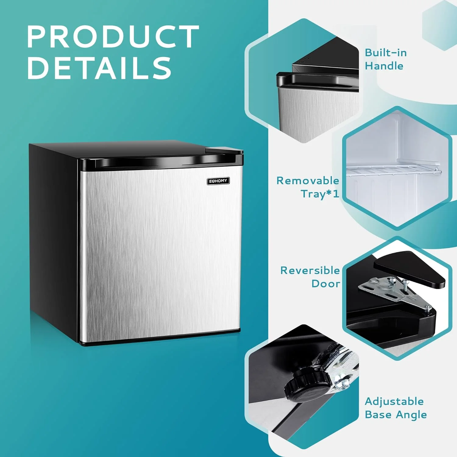 Upright freezer, 3.0 Cubic Feet, Single Door Compact Mini Freezer with Reversible Stainless Steel Door, Small freezer for Home/Dorms/Apartment/Office (Silver)