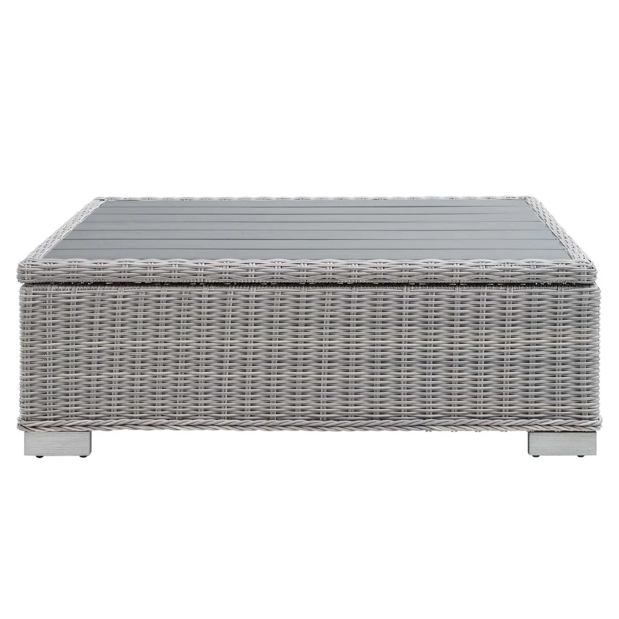 Modway Conway 45" Outdoor Patio Wicker Rattan Coffee Table in Light Gray