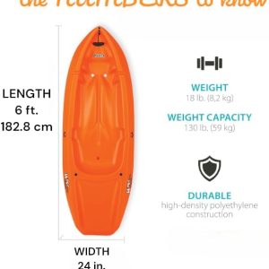 The Wave 6' Youth Kayak with Paddle. Designed for Stability and Safety, It's The Perfect Choice for Young Paddlers Ready to Conquer The Water