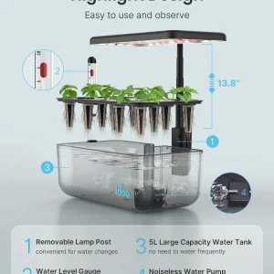 iDOO 12 Pods Indoor Garden Kit, Hydroponics Growing System, Smart Herb Garden Planter With LED Grow Light