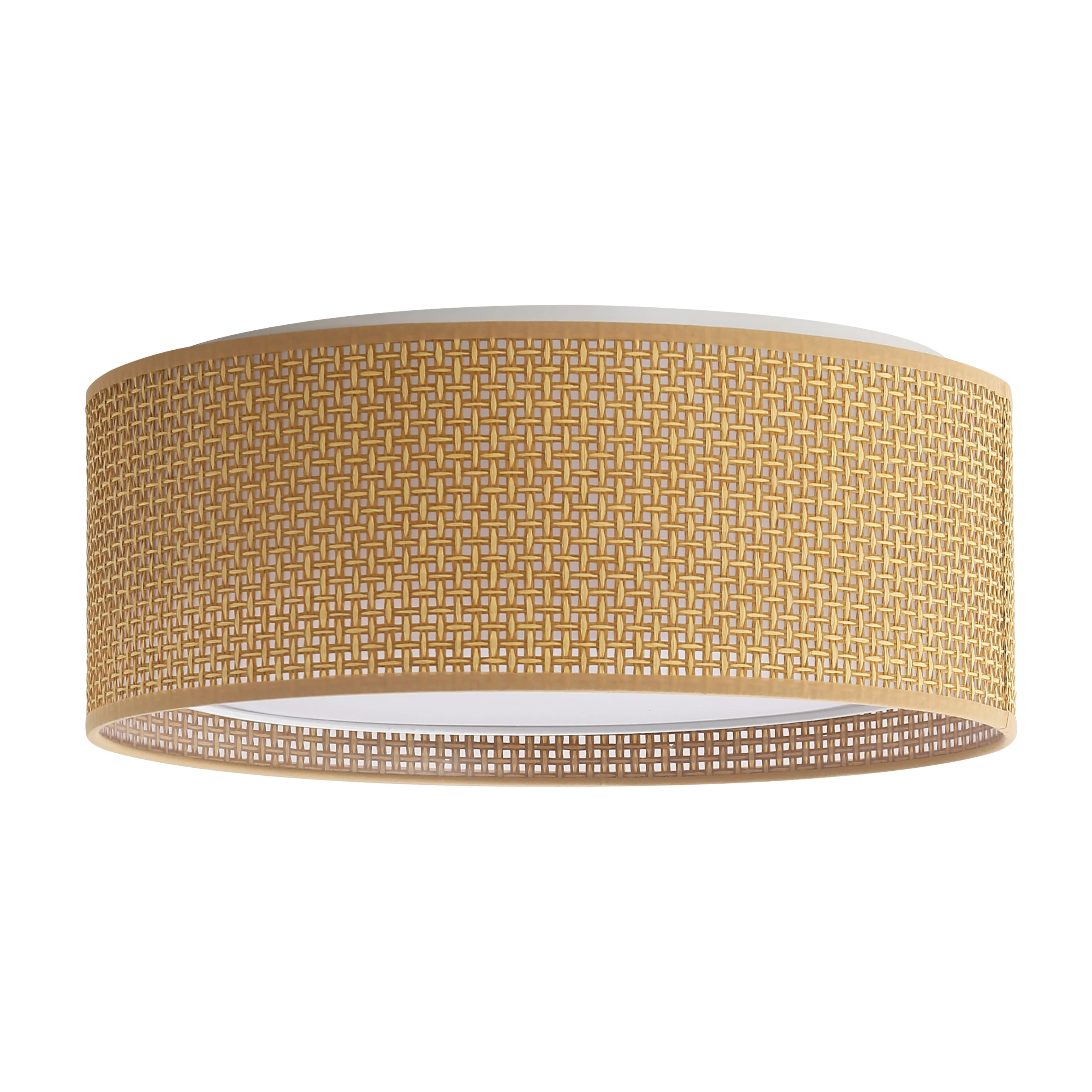 LEDET 15.7 in. Yellow Flush Mount Ceiling Light Rattan Weaving Shade Home Decor Pendant Lighting