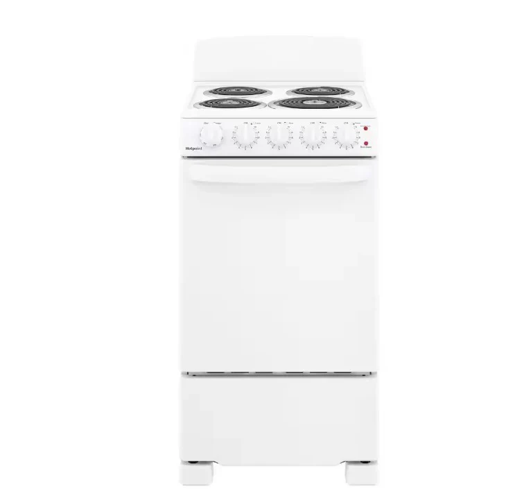 20-inch electric oven with 4 cooking zones, freestanding, in white
