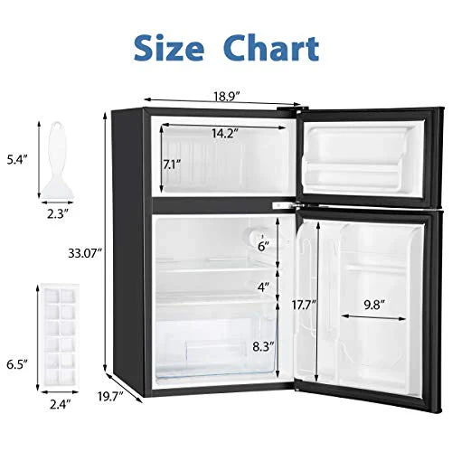 Euhomy Mini Fridge with Freezer, 3.2 Cu.Ft Mini Refrigerator with Freezer