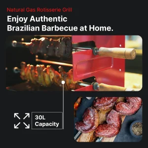 Brazilian Flame Churrasco? Gas Rotisserie Oven Grill Roaster with Auto Rotating Skewers for Rotisserie Chicken Brazilian Style BBQ and Churrasco Shawarma Machine Propane Grill - 2024 Series