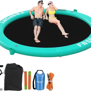 Inflatable Dock Floating Platform 8ft Inflatable Water Hammock Floating Deck for Lake W/Cupholder Round Floating Ring Float Ring Pool Float Raft Lounger Island Platform Pad