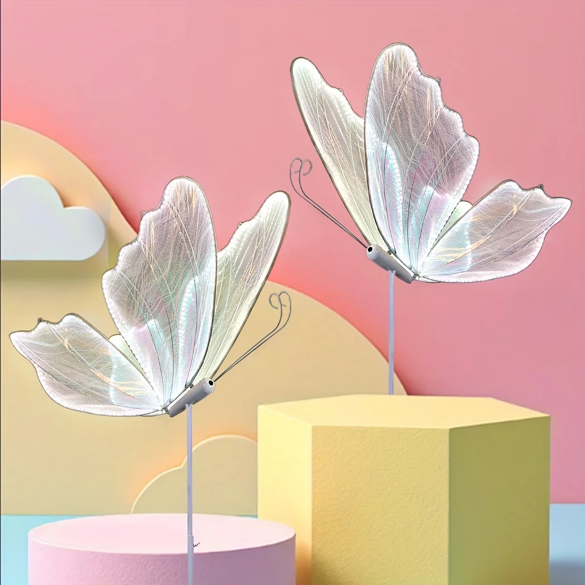 2-Pack Romantic Butterfly Floor Lamp with LED Lights, White & Gold Options, for Wedding, Party, Home Decor, Hanging Chandelier (Multiple Sizes, US Plug)