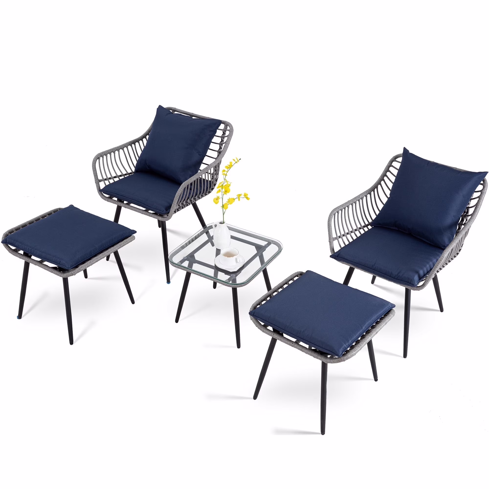 Ainfox 7 Pcs Outdoor Patio Furniture Sofa Set on Sale, Grey Rattan Grey Cushion