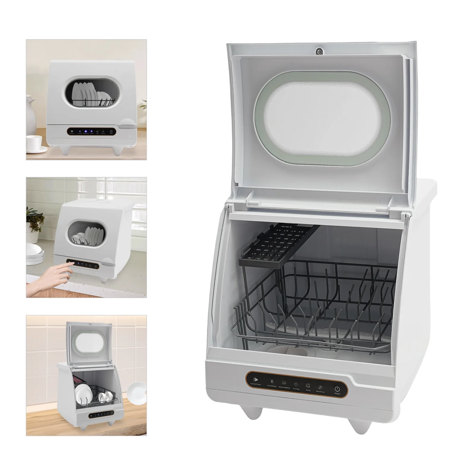 ToppiJoy Portable Countertop Dishwasher with 5 Washing Functions, Quick Wash, Sterilization & Energy-Saving Design -C Ideal for Small Kitchens, Apartments, and Family Homes