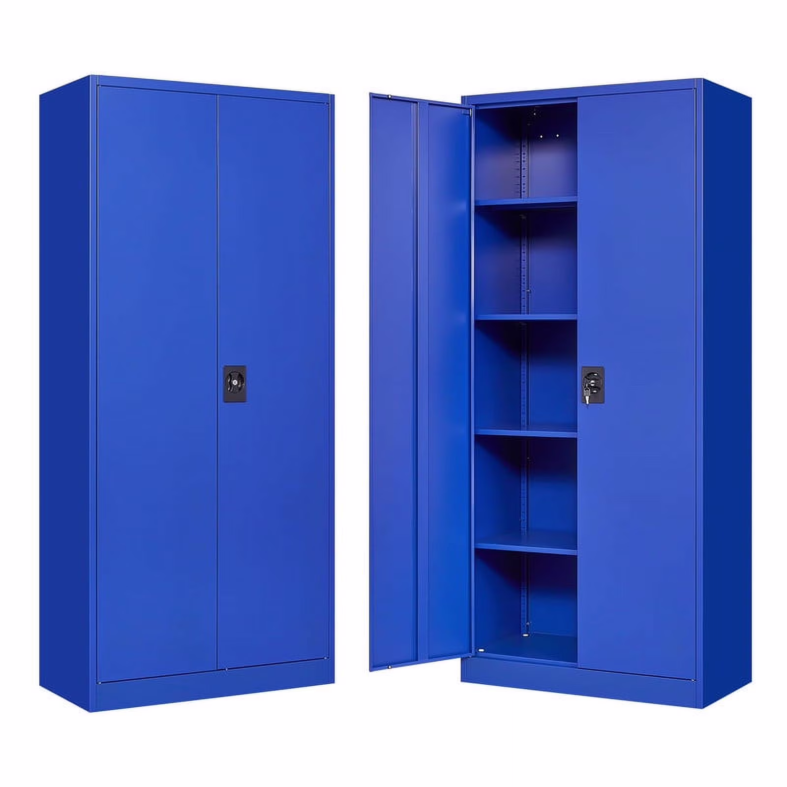 Fesbos Metal Garage Storage Cabinet with 2 Doors and 4 Adjustable Shelves - 71" Steel Lockable File Cabinet,Locking Tool Cabinet for Office,Home,Garage,Gym (Blue)