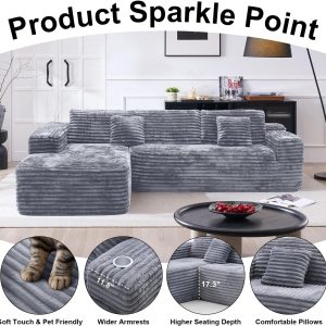 Cloud Sectional Couch with L-Shape Chaise Modern Modular Sofa Deep Seat Built-in Cup Holder