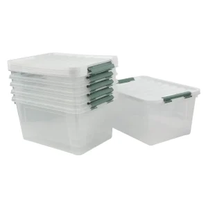 Clear Storage Bins 6-Pack, 35 Qt Plastic Storage Containers with Lids - Large Plastic Bins for Home Organization, Garage, Moving & Industrial Use - Moisture Proof, Dustproof with Latches