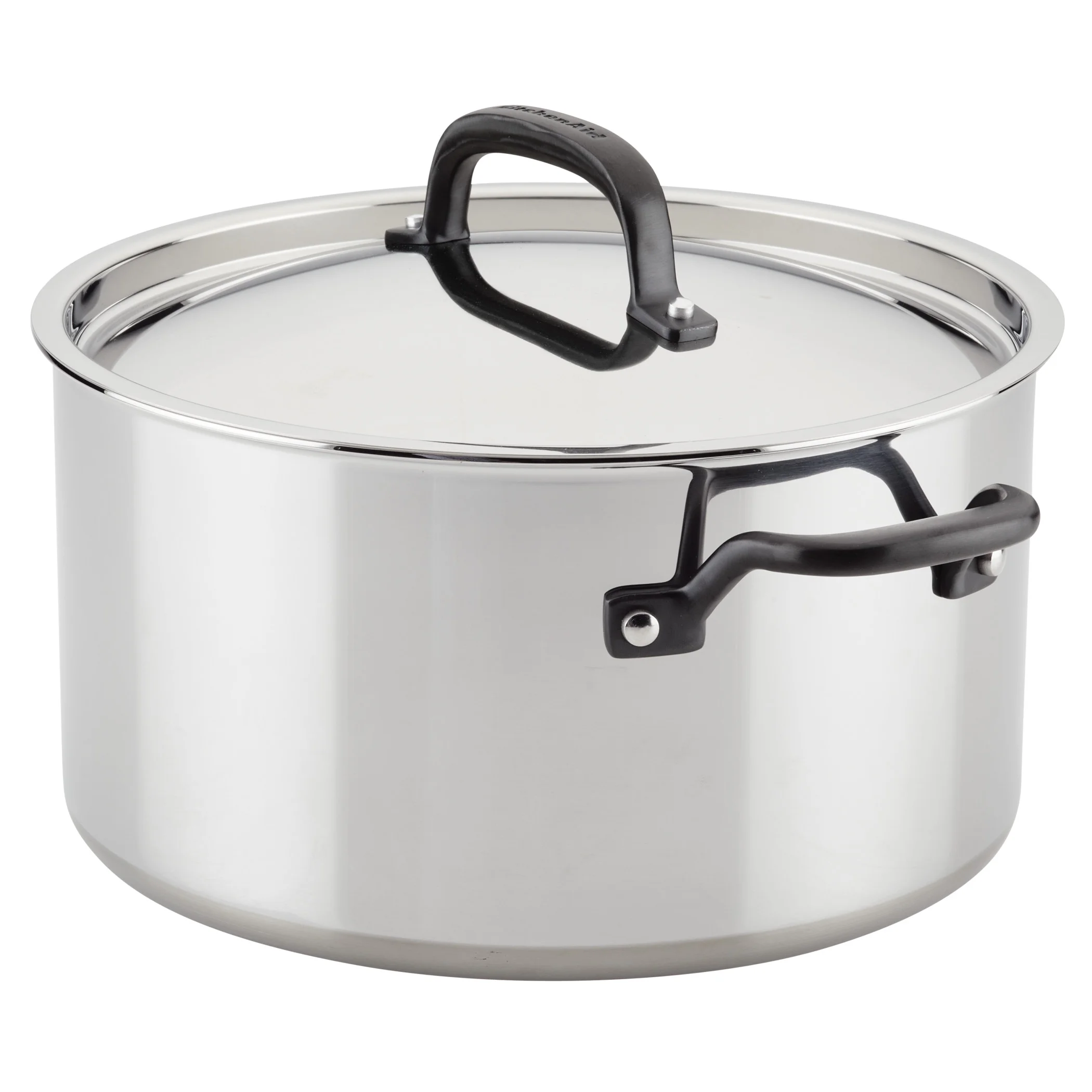 KitchenAid 5-Ply Clad 10 Pcs Stainless Steel Cookware Induction Pots and Pans Set, Dishwasher Safe, Metal Utensil, Broiler and Oven Safe to 500-F, Polished Stainless Steel