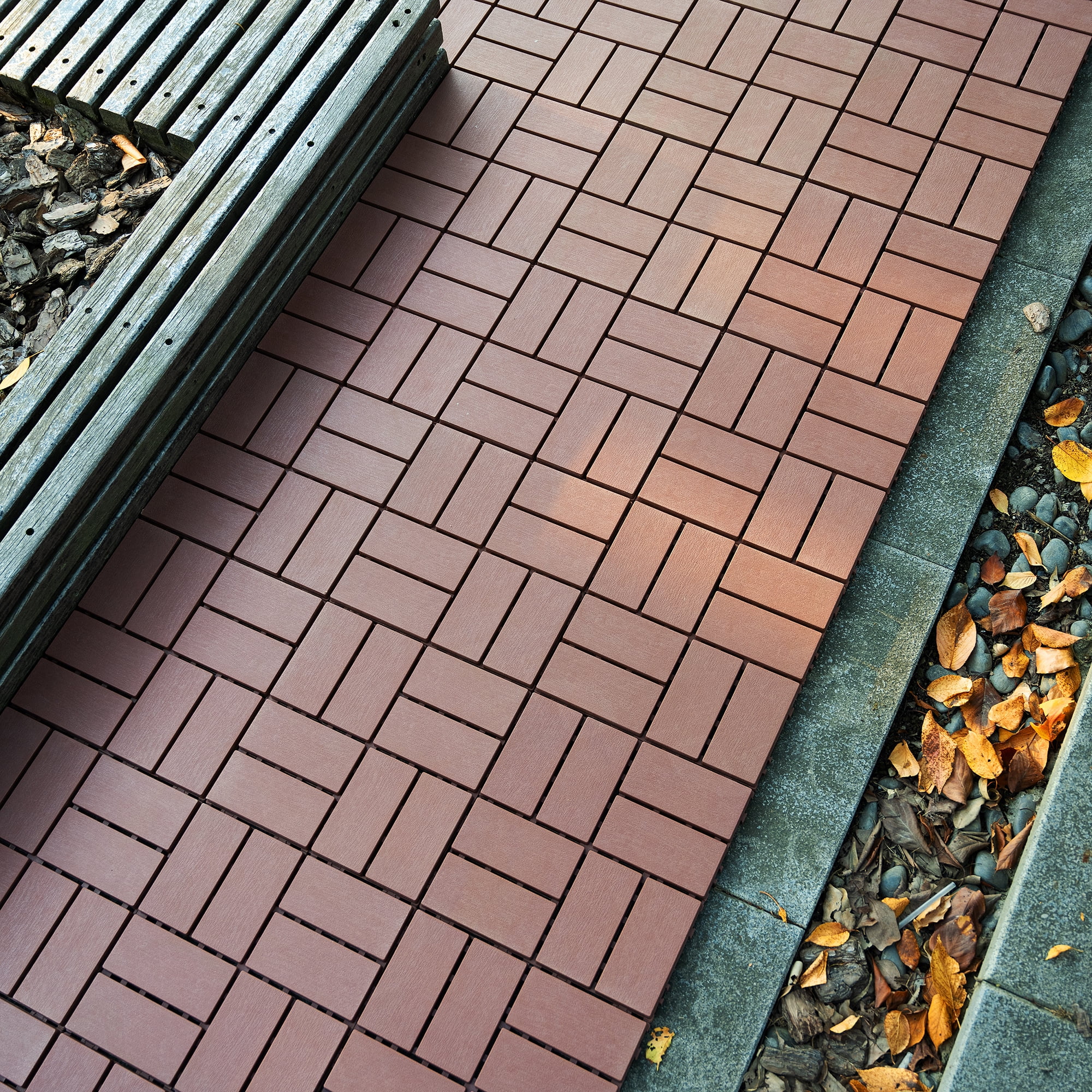 44PCS Plastic Interlocking Deck Tiles,Patio Deck Tiles,12"x12" Square Waterproof Outdoor
