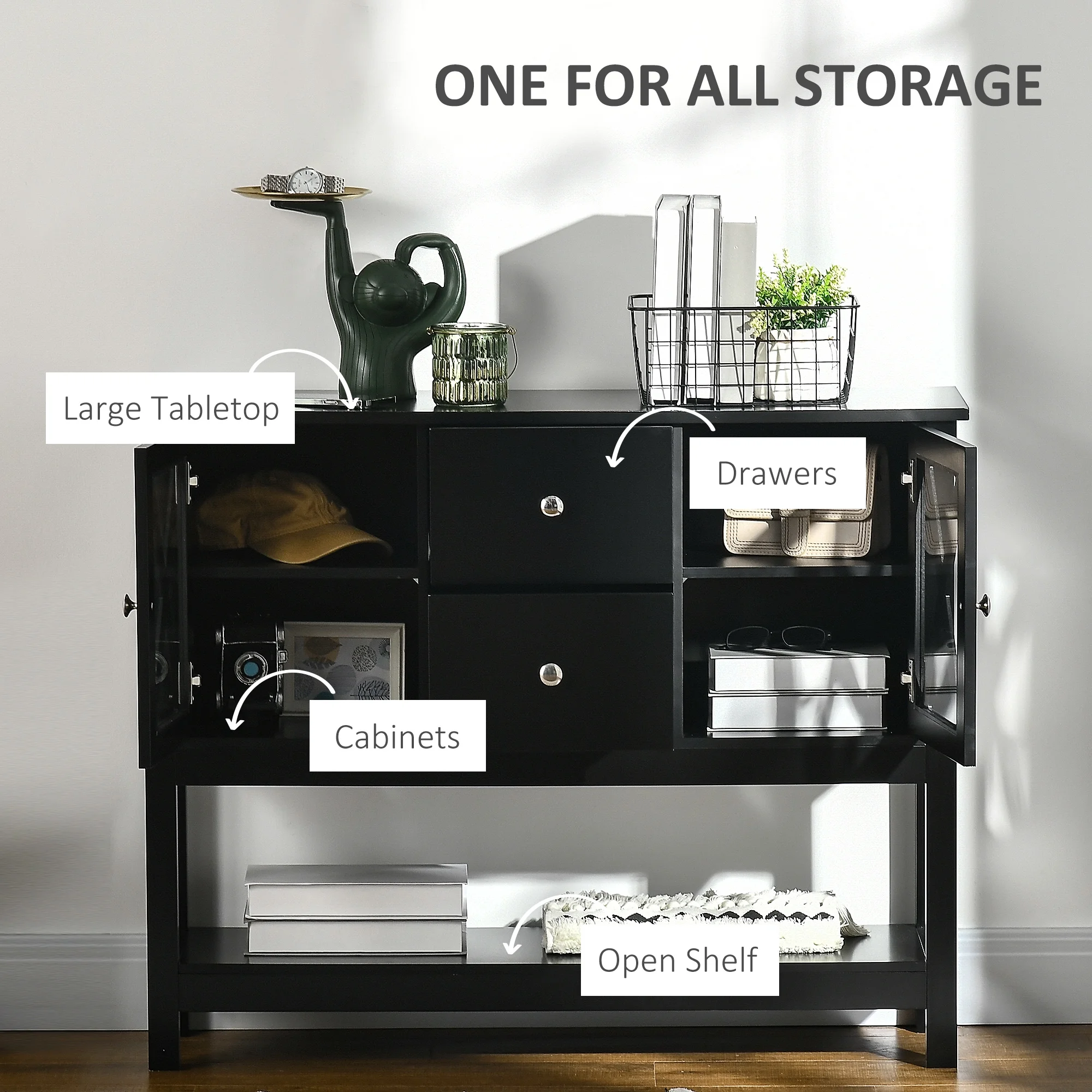HOMCOM Coffee Bar Cabinet, Sideboard Buffet Cabinet, Kitchen Cabinet with Storage Drawers and Glass Door for Living Room, Entryway, White