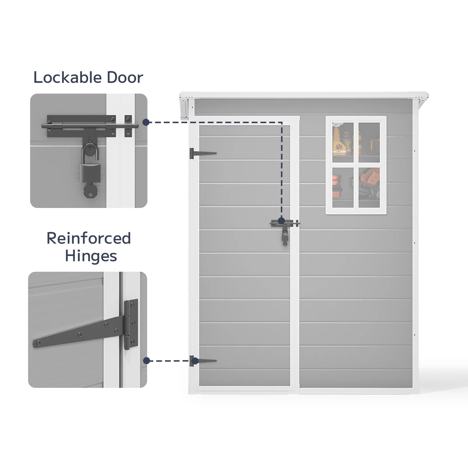 Asofer 6x4 FT Resin Storage Shed, Plastic Outdoor Shed with Floor-Side Window, Lockable Door for Backyard, Garden, Patio, Gray