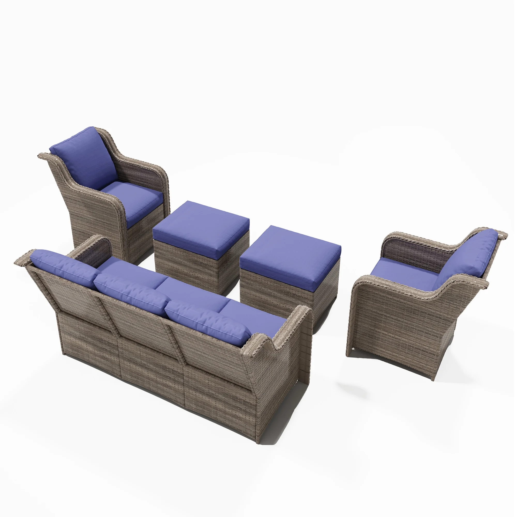 Ainfox 7 Pcs Outdoor Patio Furniture Sofa Set on Sale, Grey Rattan Grey Cushion