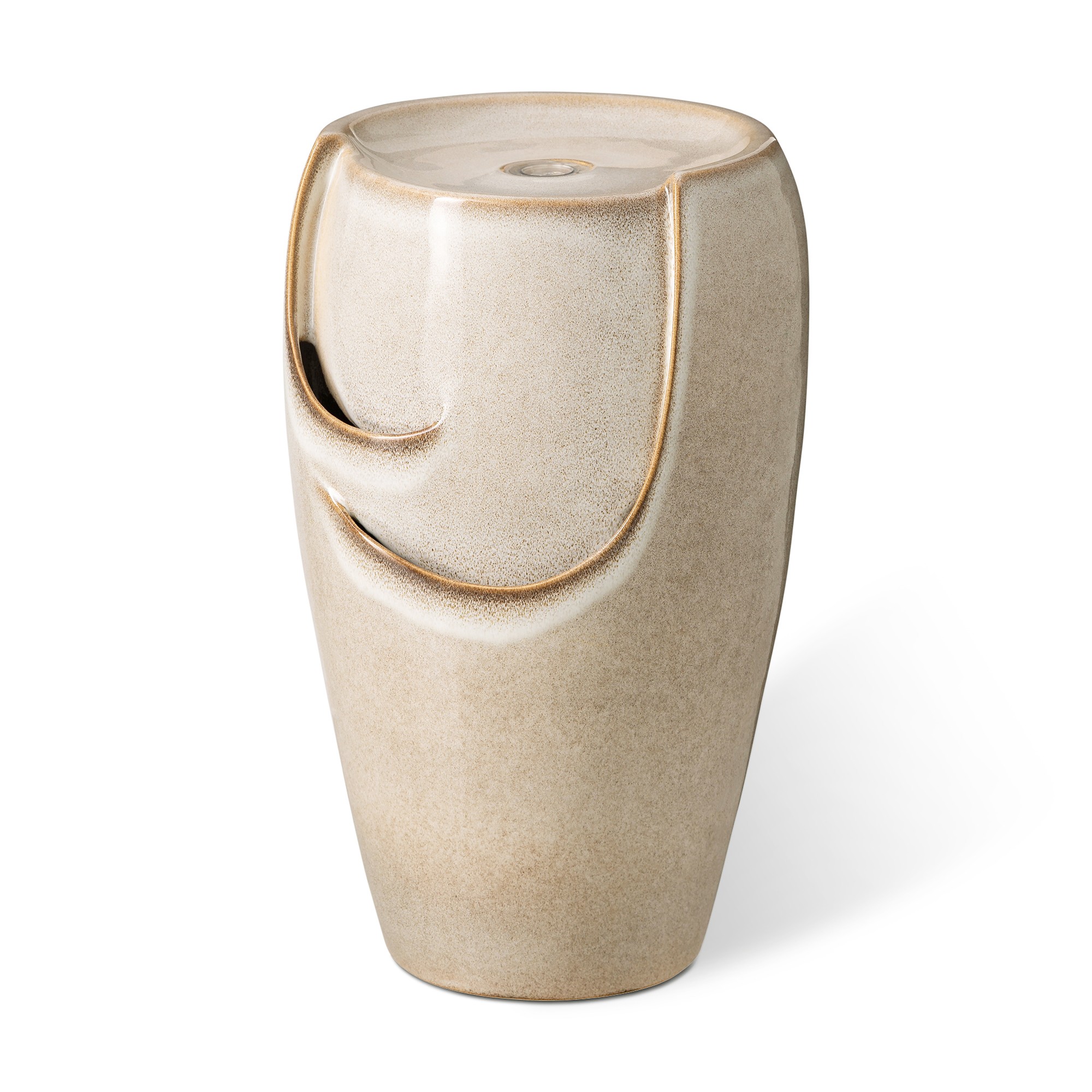 Glitzhome 21.25 Inch Tall Ceramic Vase Fountain Ceramic with Pump and LED Light Outdoor Fountain