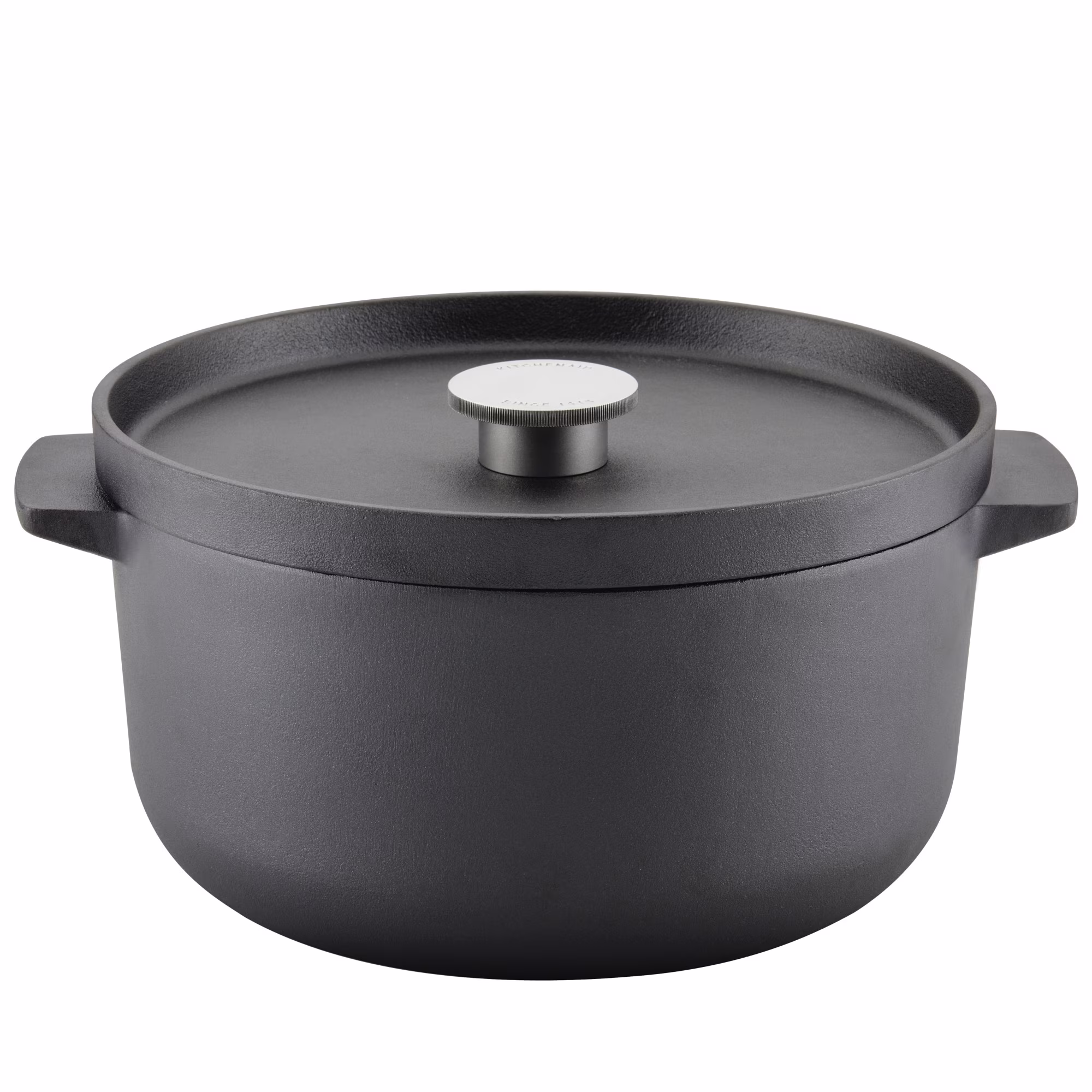 KitchenAid Seasoned Cast 6 Quart Iron Induction Dutch Oven Casserole, Metal Utensil, Broiler and Oven Safe to 500-F, Cast Iron Black
