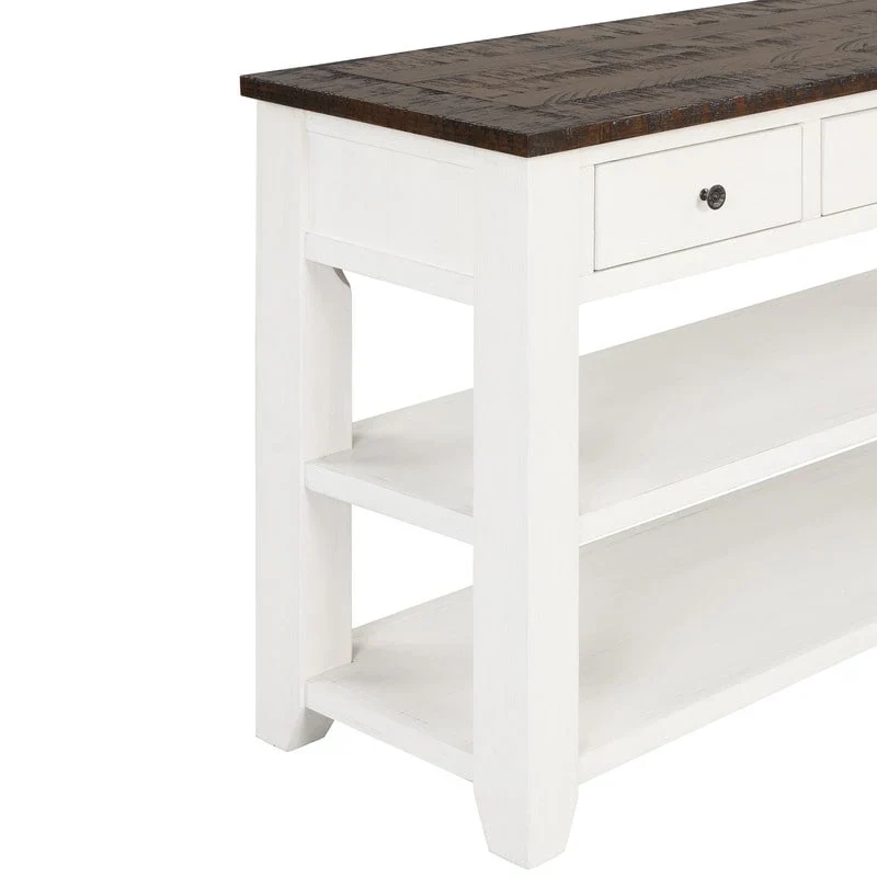 Wood Console Table with 3 Storage Drawers and 2 Shelves